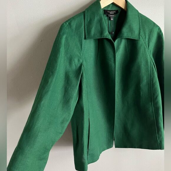 NWT Talbots Irish linen green sheath dress with matching jacket set career chic - Picture 8 of 13